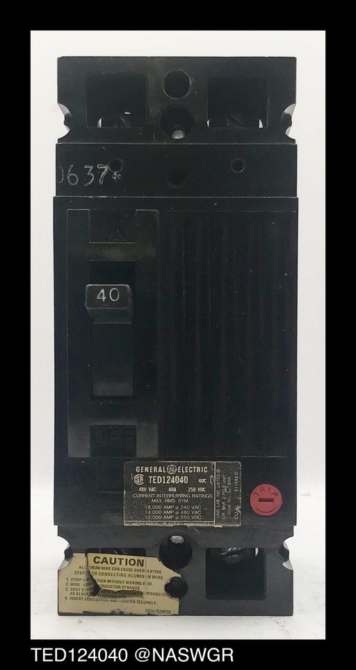 General Electric TED124040 Molded Case Circuit Breaker ~ 40 Amp