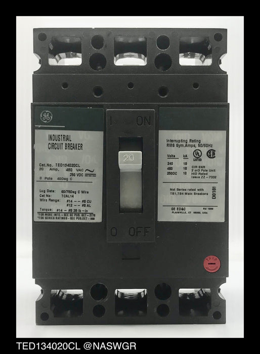 General Electric TED134020CL Molded Case Circuit Breaker - 20 Amp