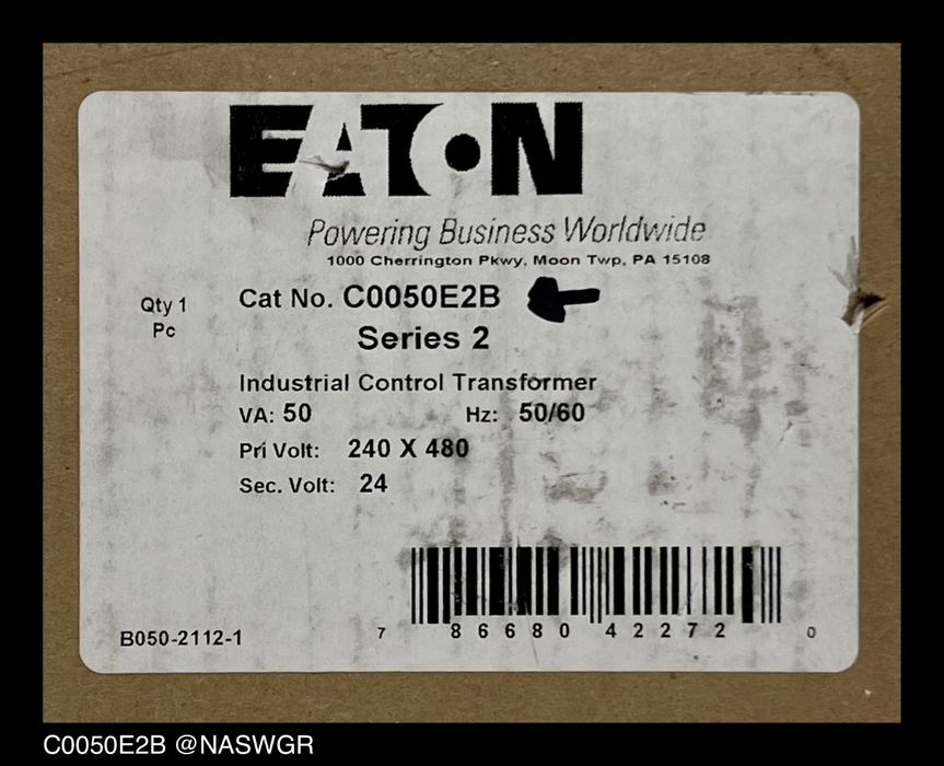 Eaton C0050E2B Industrial Control Transformer - 240x480:24v - Unused