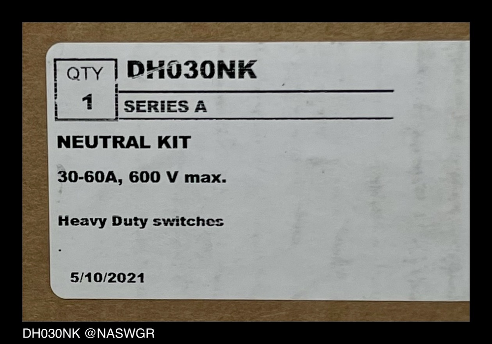 Eaton DH030NK Neutral Kit - 30-60 Amp - Unused