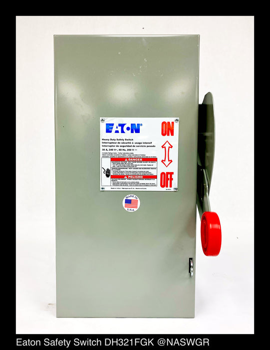 Eaton DH321FGK Heavy Duty Safety Switch - 30A/240V/3P/N1 - Unused