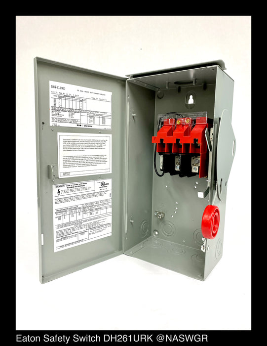 Eaton DH261URK Heavy Duty Safety Switch - 30A/600V/2P/N3R - Unused