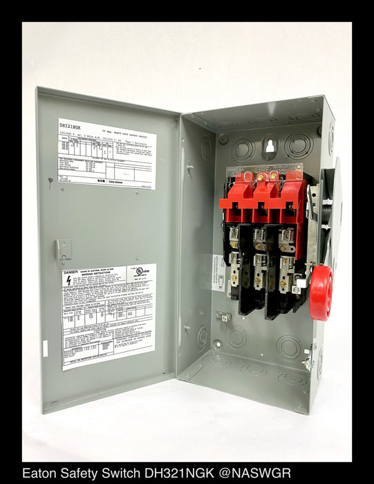 Eaton DH321NGK Heavy Duty Safety Switch - 30A/240V/3P/N1 - Unused