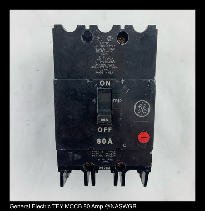 General Electric TEY380 Molded Case Circuit Breaker - 80 Amp