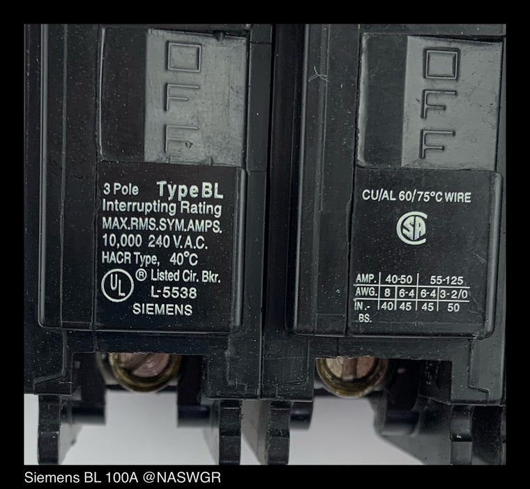 Siemens B3100 Molded Case Circuit Breaker - 100 Amp