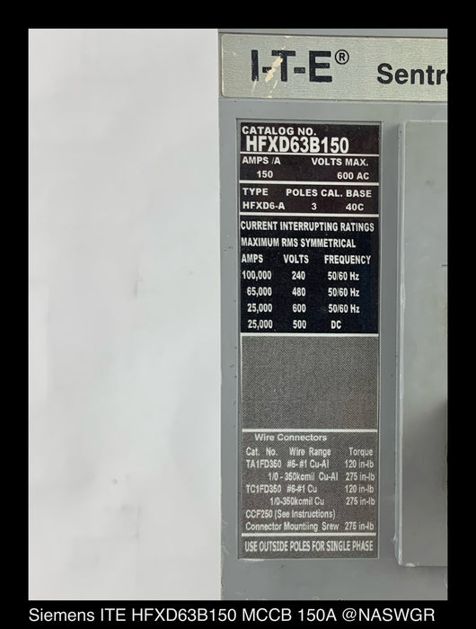 Siemens HFXD63B150 Molded Case Circuit Breaker - 150 Amp