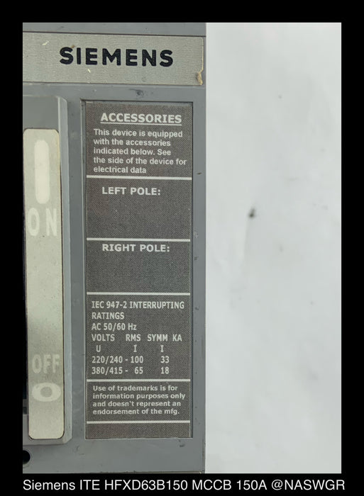 Siemens HFXD63B150 Molded Case Circuit Breaker - 150 Amp