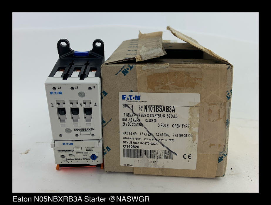 Eaton N101BSAB3A IT. Electro-Mechanical Starter - 9A/24v - Unused