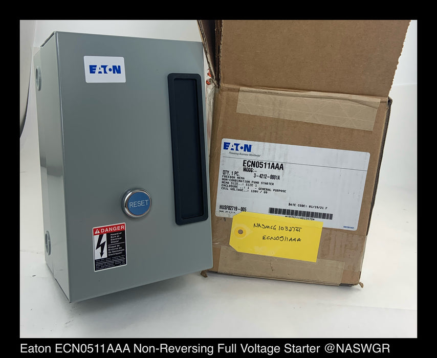 Eaton ECN0511AAA NEMA Freedom Line Enclosed Control - 30A/SIZE1/120vAC - Unused