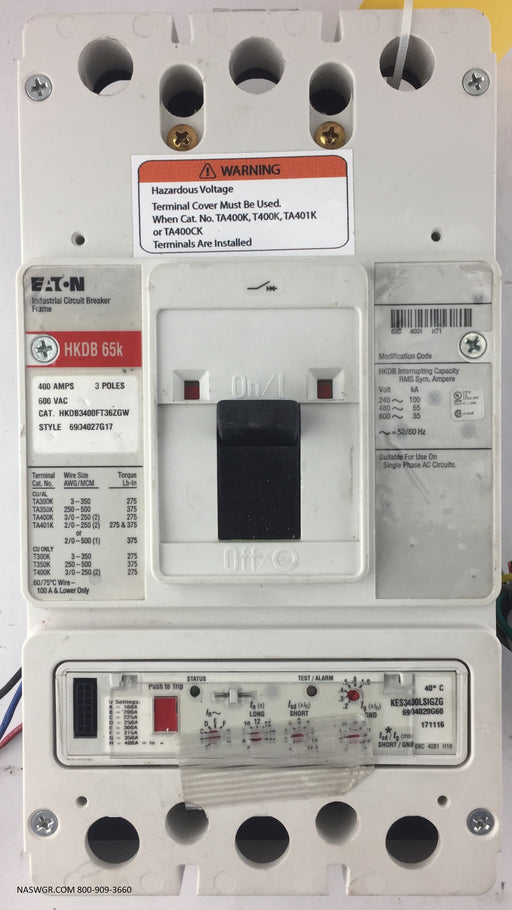 Eaton HKDB3400FT36ZGW Molded Case Circuit Breaker - 400 Amp