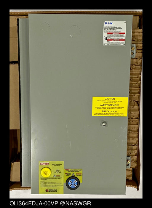 Eaton OLI364FDJA-00VP Heavy Duty Safety Switch - 200A/600V/3P3W/N12 - Unused