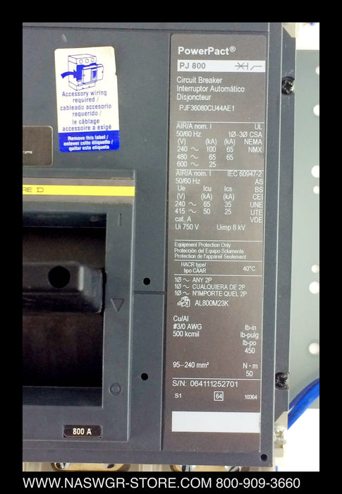 Square D PowerPact PJ800 Circuit Breaker - 800 Amp