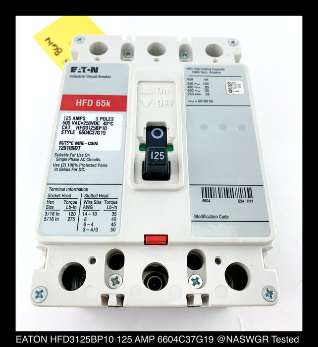 Eaton HFD3125BP10 Molded Case Circuit Breaker - 125 Amp