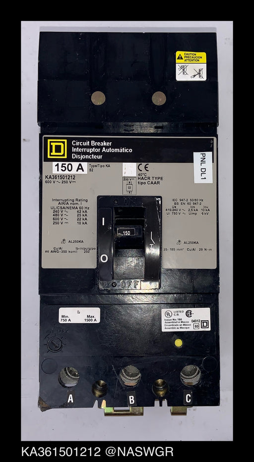 Square D KA361501212 Molded Case Circuit Breaker - 150 Amp