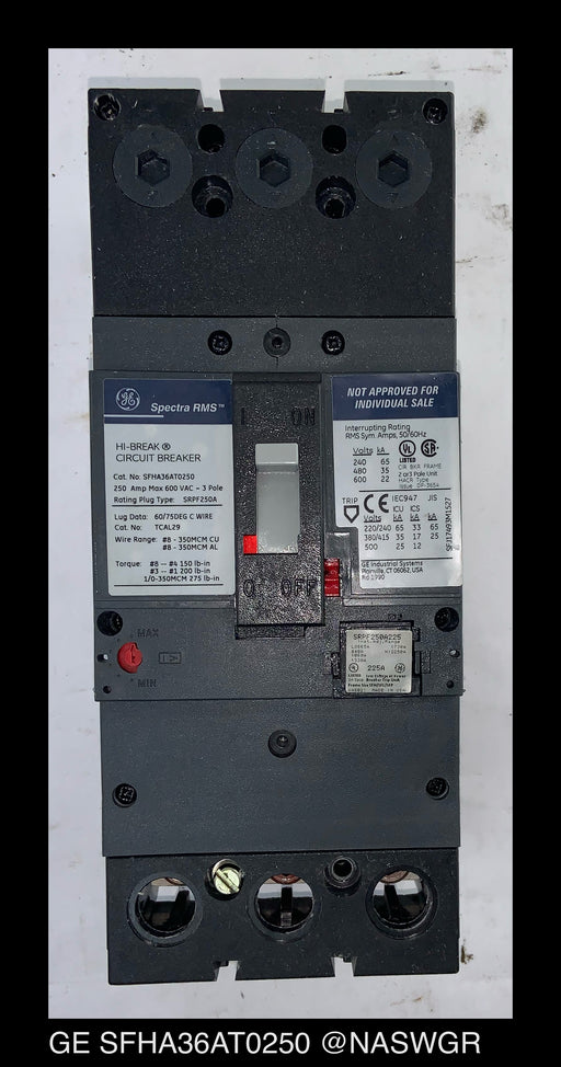 GE Spectra RMS SFHA36AT0250 Circuit Breaker ~ 200 Amp