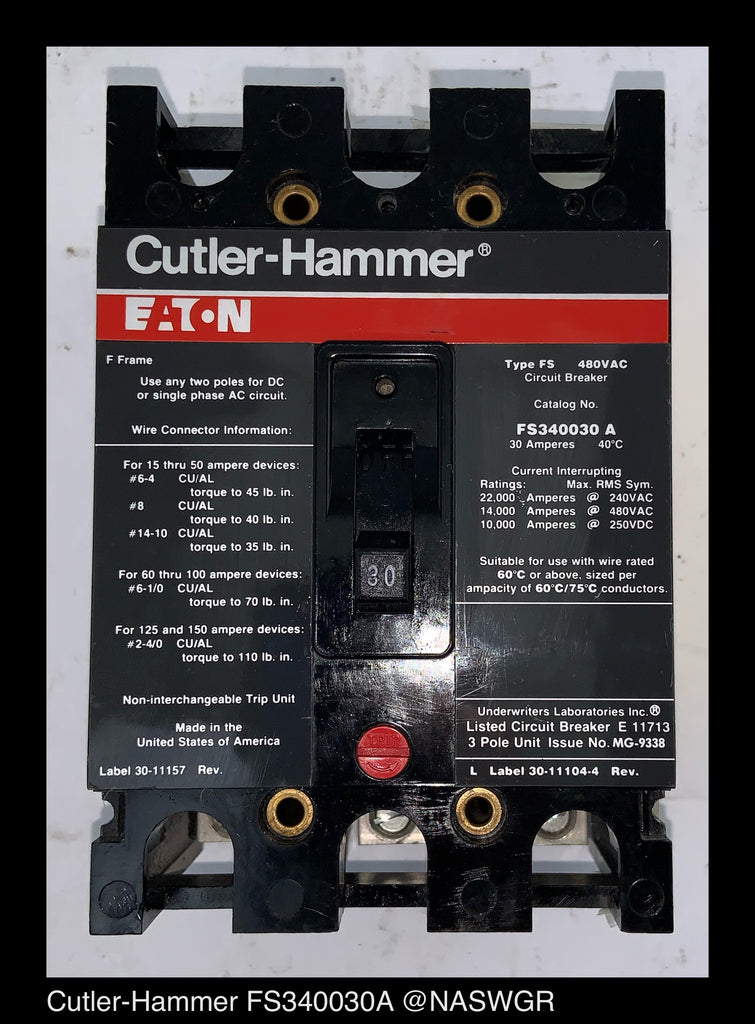 Cutler Hammer FS340030A Molded Case Circuit Breaker ~ 30 Amp — North ...