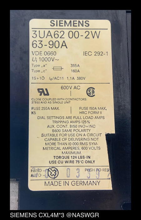 SIEMENS CXL4M*3 Contactor