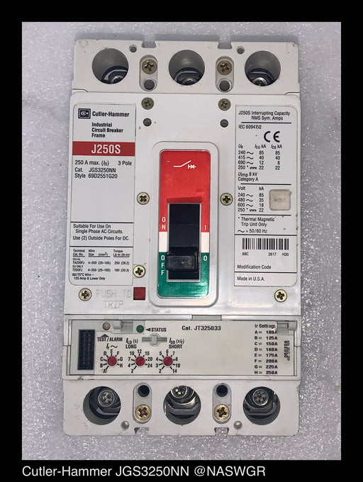 Cutler Hammer JGS3250NN Molded Case Circuit Breaker ~ 250 Amp