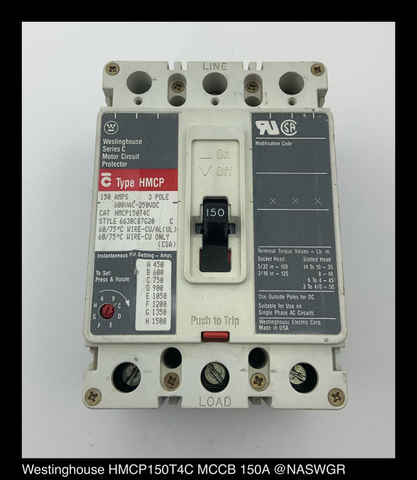 Westinghouse HMCP150T4C Motor Circuit Protector - 150 Amp