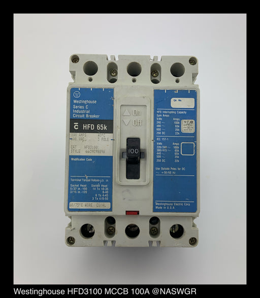 Westinghouse HFD3100 Molded Case Circuit Breaker ~ 100 amp