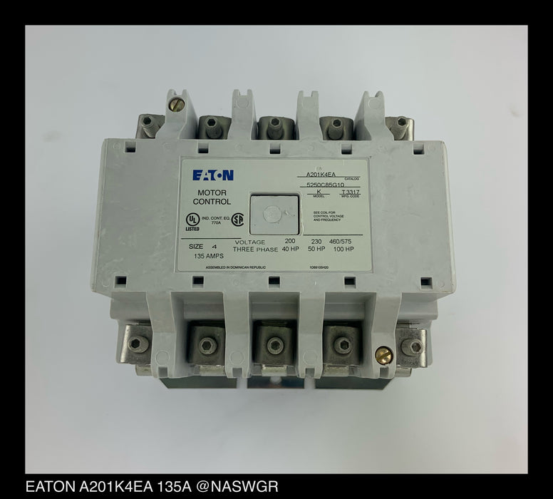 Eaton A201K4EA Non-Reversing Contactor - 135 Amp - Unused