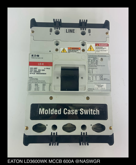 Eaton LD3600WK Molded Case Switch - 600 Amp - Unused