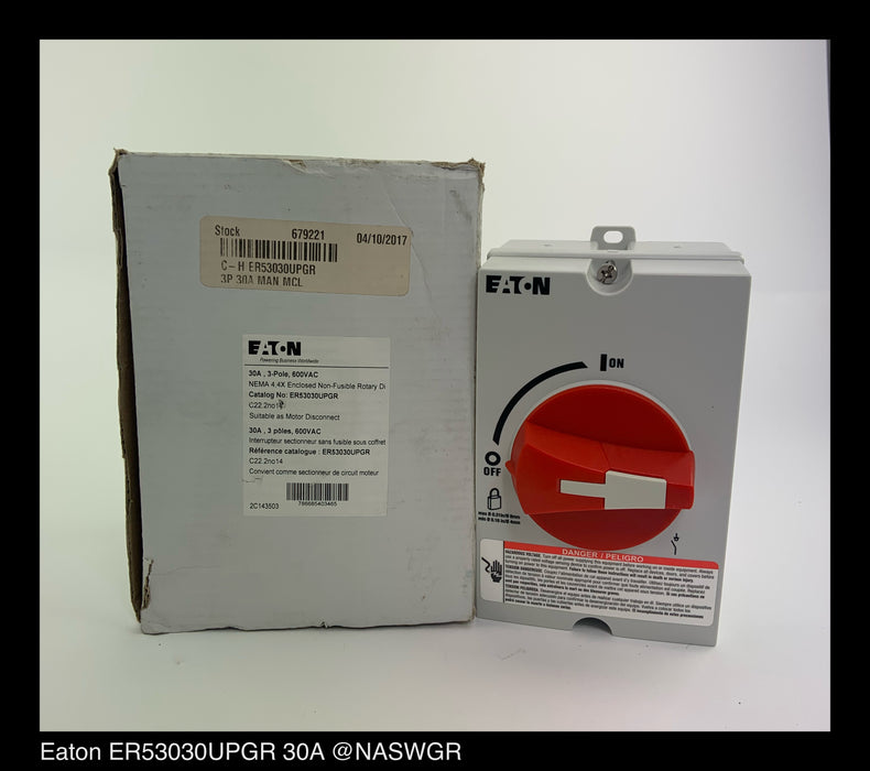 Eaton ER53030UPGR Enclosed Rotary Disconnect Switch - 30 Amp - Unused