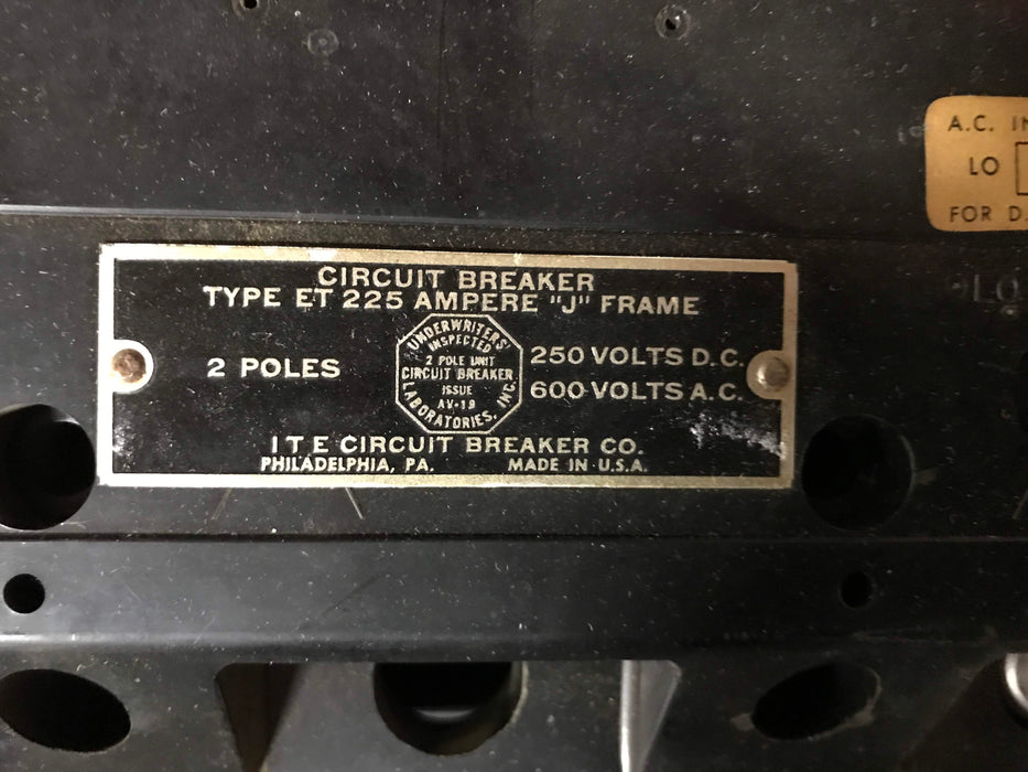 ITE ET225 J-Frame Molded Case Circuit Breaker - 225 Amp