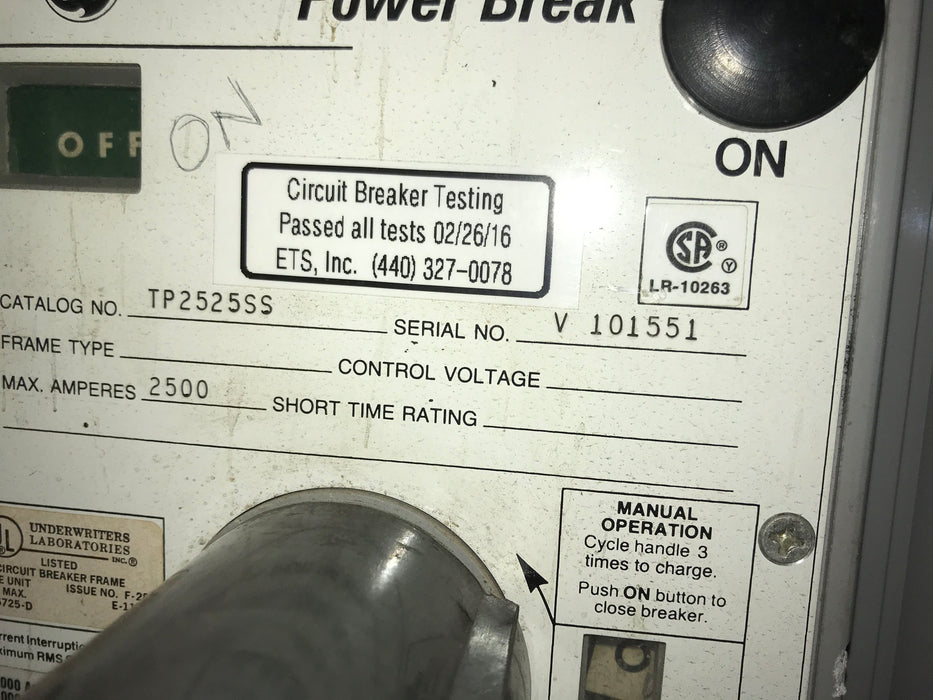 GE PowerBreak TP2525SS Circuit Breaker (M/O,B/I) - 2500 Amp