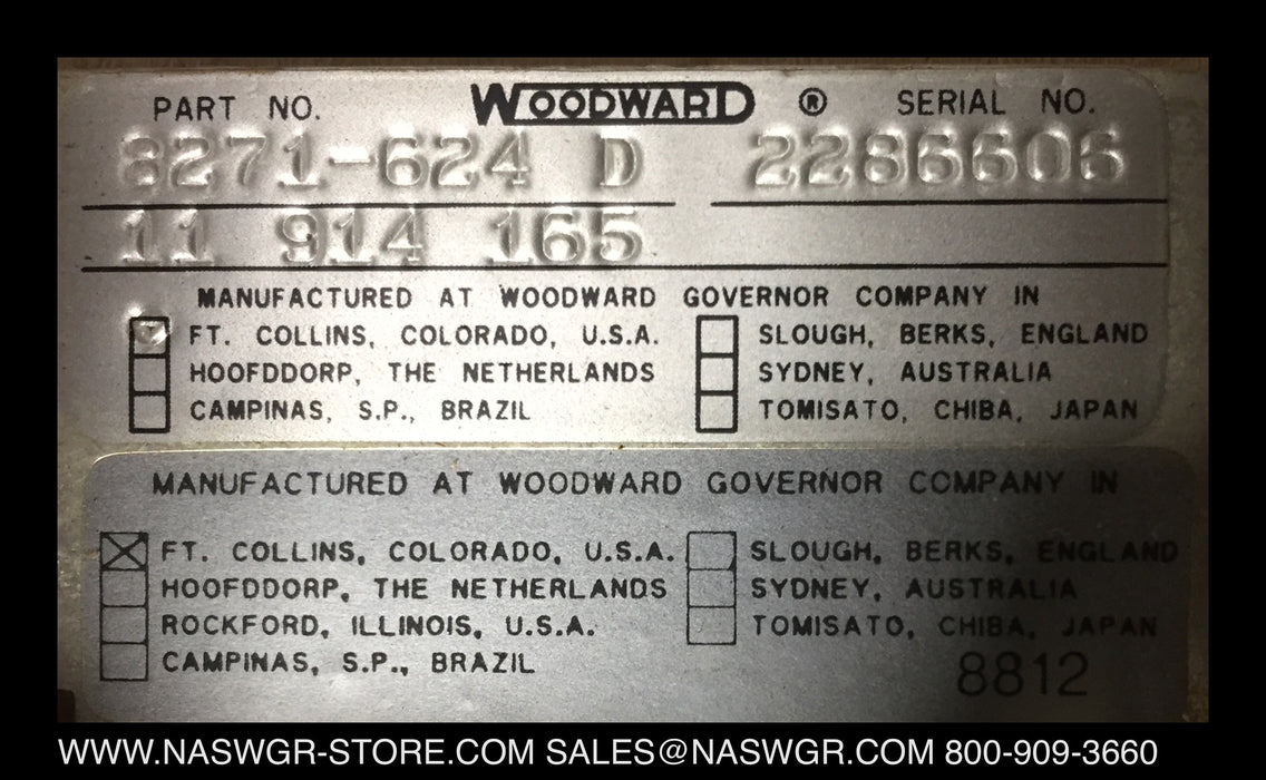 8271-624-D ~ Woodward Timer PN: 8271-624-D 11 914 165