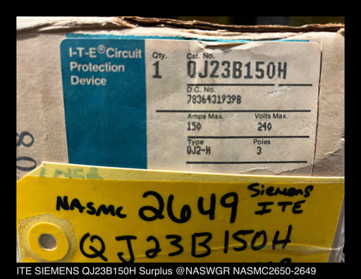 ITE Siemens QJ23B150H Molded Case Circuit Breaker - 150 Amp - Unused