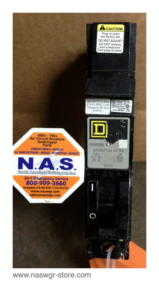 Square D FH16020A Molded Case Circuit Breaker - 20 Amp