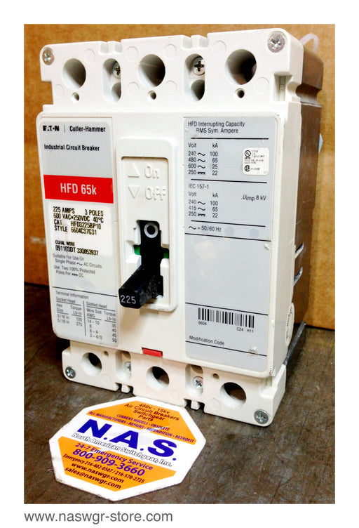 Eaton HFD3225BP10 Molded Case Circuit Breaker - 225 Amp