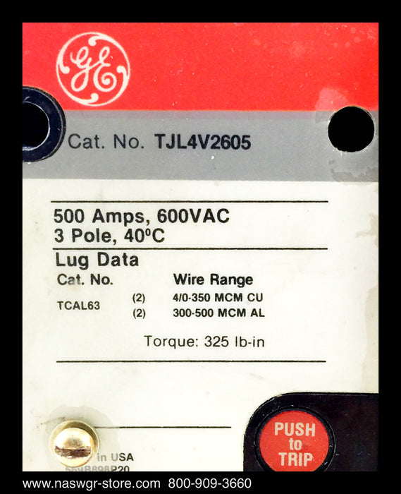 General Electric TJL4V2605 Molded Case Circuit Breaker - 400 Amp