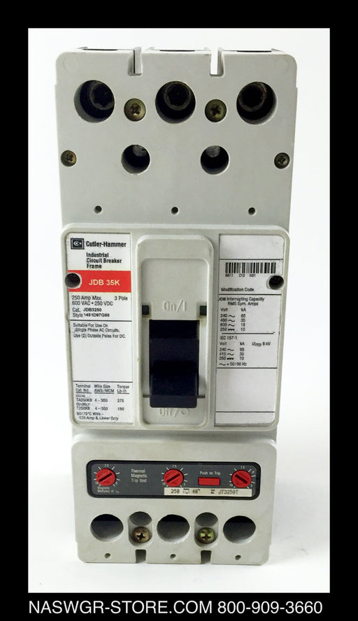 Cutler Hammer JDB3250 Molded Case Circuit Breaker - 250 Amp