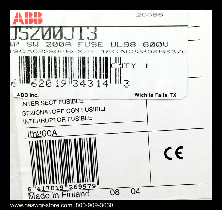 ABB OS 200J13F Switch ~ 200  Amp