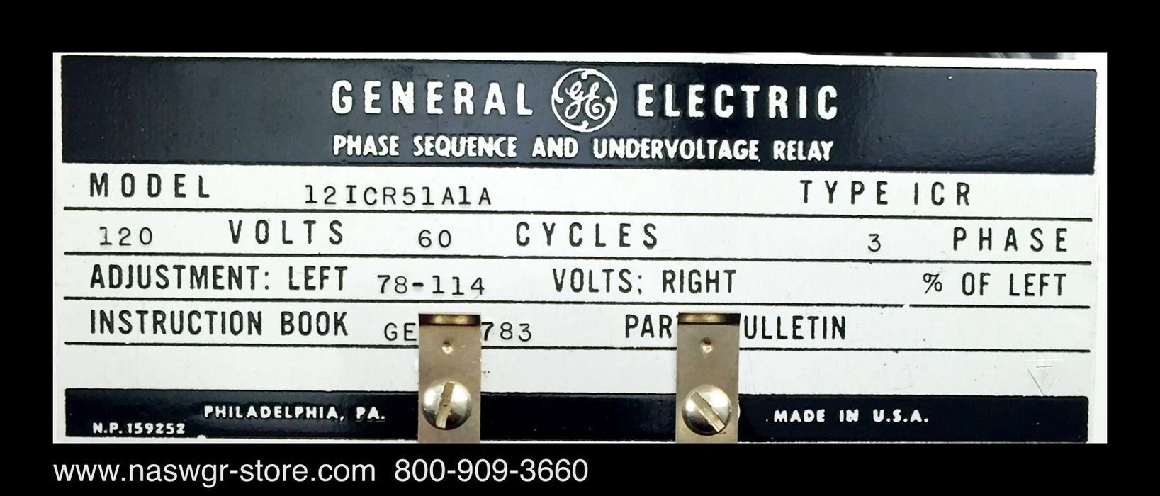 12ICR51A1A ~ General Electric 12ICR51A1A Relay