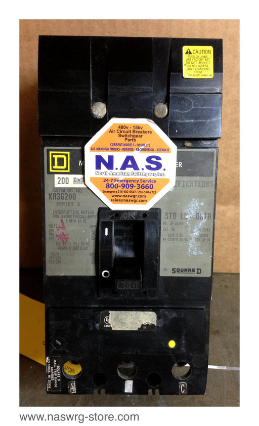 Square D KA36200 Molded Case Circuit Breaker ~ 200 Amp