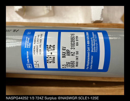 Cutler-Hammer 5CLE1-125E Current Limiting High Voltage Fuse - 125E Amp, 5.5kV - Unused