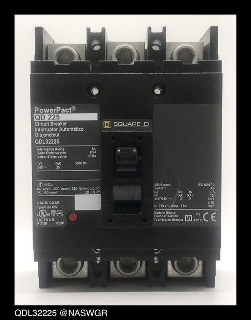 Square D QDL32225 Molded Case Circuit Breaker ~ 225 Amp