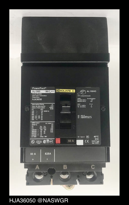 Square D HJA36050 Molded Case Circuit Breaker ~ 50 Amp
