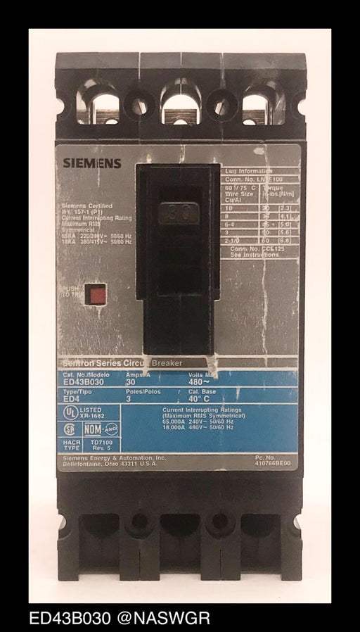 Siemens ED43B030 Molded Case Circuit Breaker ~ 30 Amp