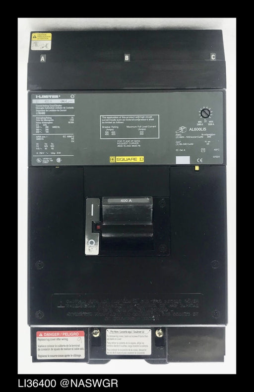 Square D LI36400 Molded Case Circuit Breaker - 400 Amp - Unused