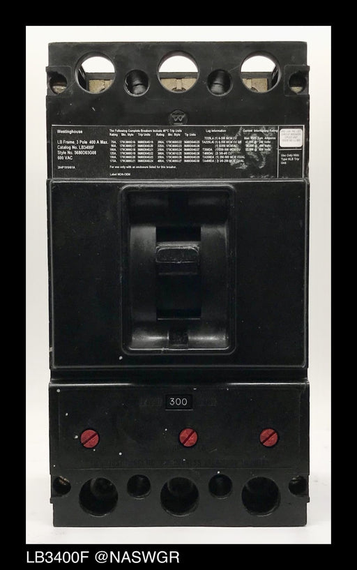 Westinghouse LB3400F Molded Case Circuit Breaker ~ 300 Amp