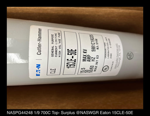 Eaton 15CLE-50E Current Limiting High Voltage Fuse - 50 Amp, 15.5kV - Unused
